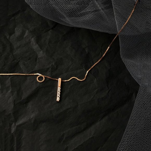 Gold Diamond Strip 925 Sterling Silver Necklace - Picture 13 of 14